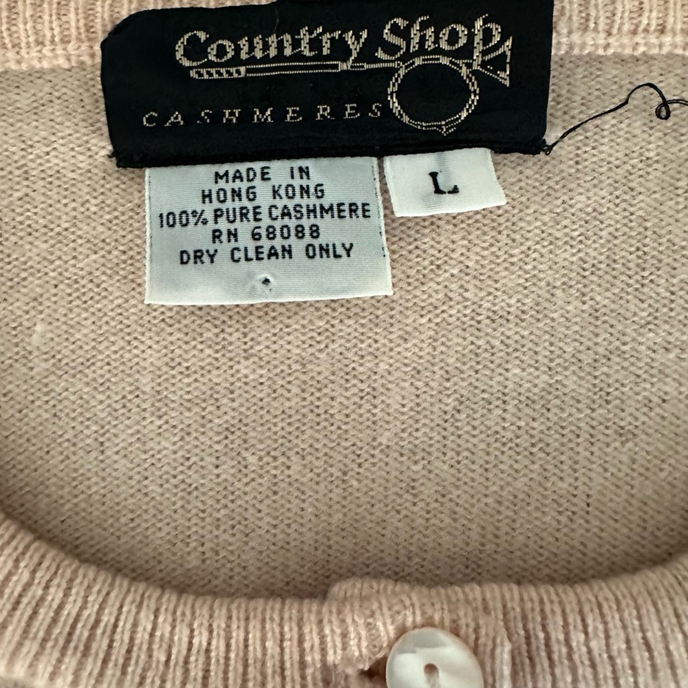 Vintage Country Shop Cashmere Light Pink Crew Neck Cardigan Size L - Picture 3 of 3